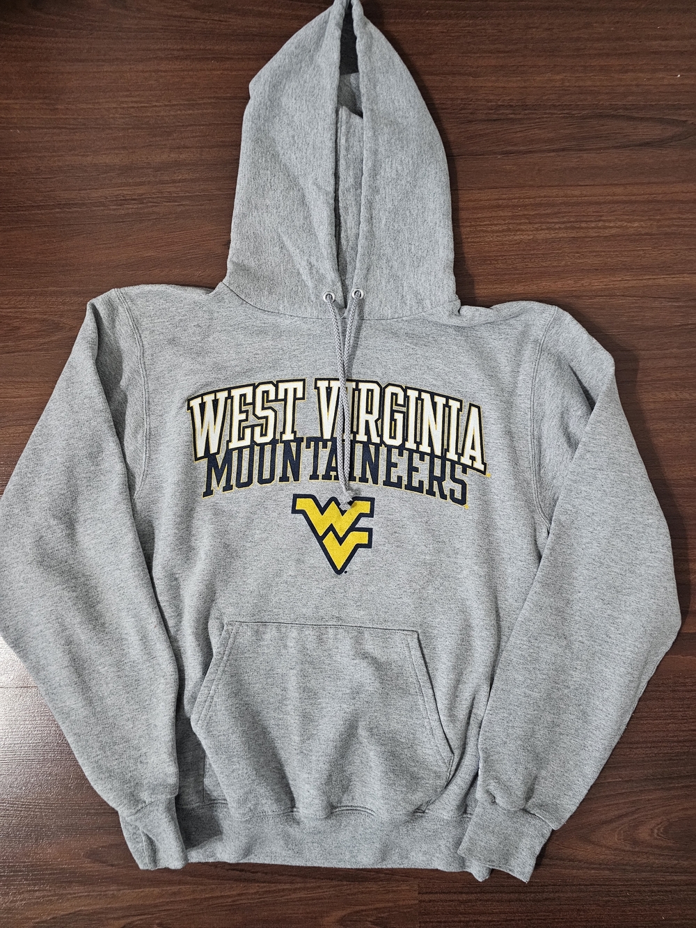 Champion Gray West Virginia Mountaineers Crewneck Sweatshirt with Yellow Logo